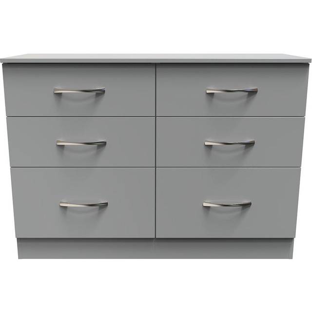 Welcome Furniture Ready Assembled Avon 6 Drawer Wide Chest In Dusk Grey, Grey