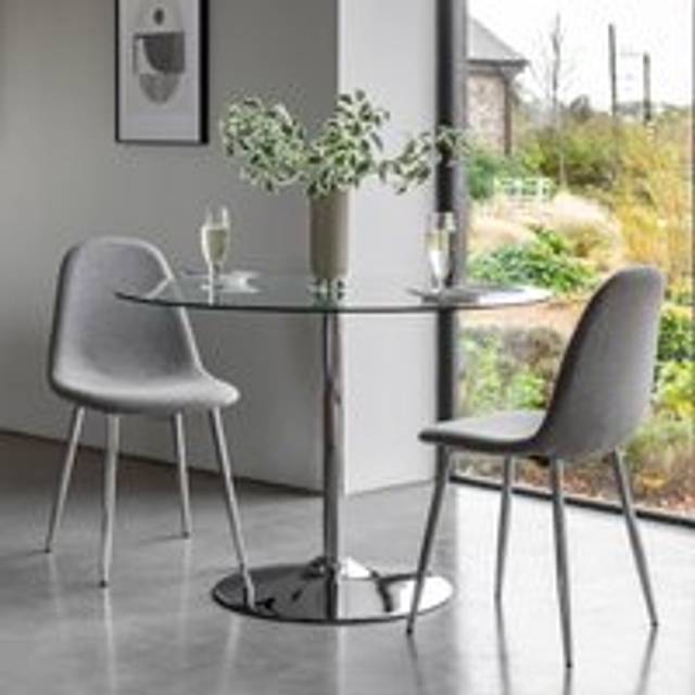 Canterbury Clear Glass & Silver Round Dining Table