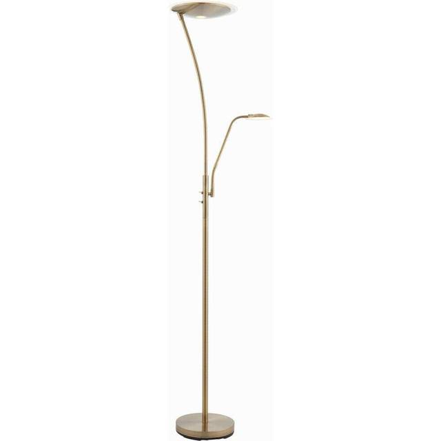 Floor Lamp Light Antique Brass & Frosted Plastic 18W Led & 6W Led - One Size