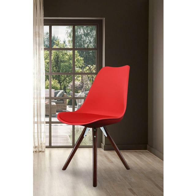 Fusion Living Soho Plastic Dining Chair with Pyramid Legs - Red