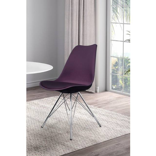 Fusion Living Soho Plastic Dining Chair With Chrome Metal Legs Aubergine, Purple