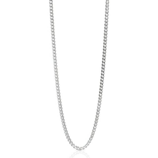 John Greed Signature Silver Diamond-Cut Curb Chain Long Necklace 83cm For Women - silver