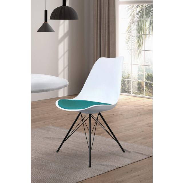 Fusion Living Soho White Plastic Dining Chair - Teal