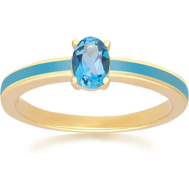 Siberian Waltz Blue Enamel & London Blue Topaz Ring in Gold Plated Silver