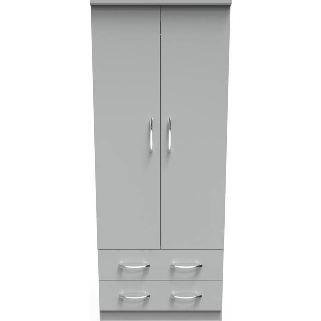 Welcome Furniture Ready Assembled Avon 2 Door 2 Drawer Wardrobe In Dusk Grey, Grey