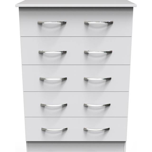 Welcome Furniture Ready Assembled Avon 5 Drawer Chest In White Matt, White