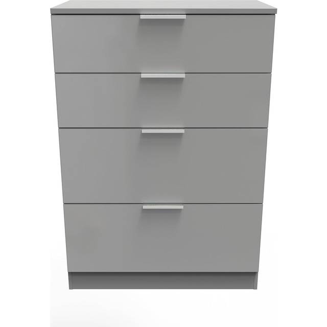 Welcome Furniture Ready Assembled Plymouth 4 Drawer Deep Chest In Uniform Grey & Dusk Grey, Grey