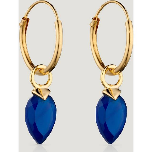 John Greed CANDY Kite Gold Plated Silver September Birthstone Chalcedony Hoop Earrings For Women - blue/gold/silver