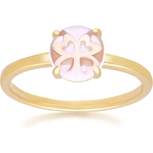 Gardenia Pink Amethyst Cabochon Ring in Gold Plated Sterling Silver