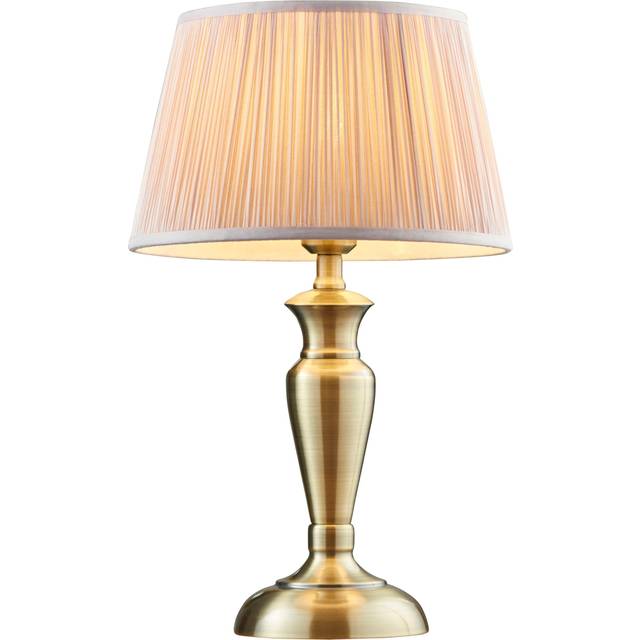 Table Lamp Antique Brass & Dusky Pink Silk 60W E27 Base & Shade e10527