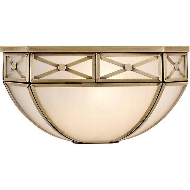 Luxury Traditional Half Bowl Wall Light Antique Brass & Frosted Glass Shade
