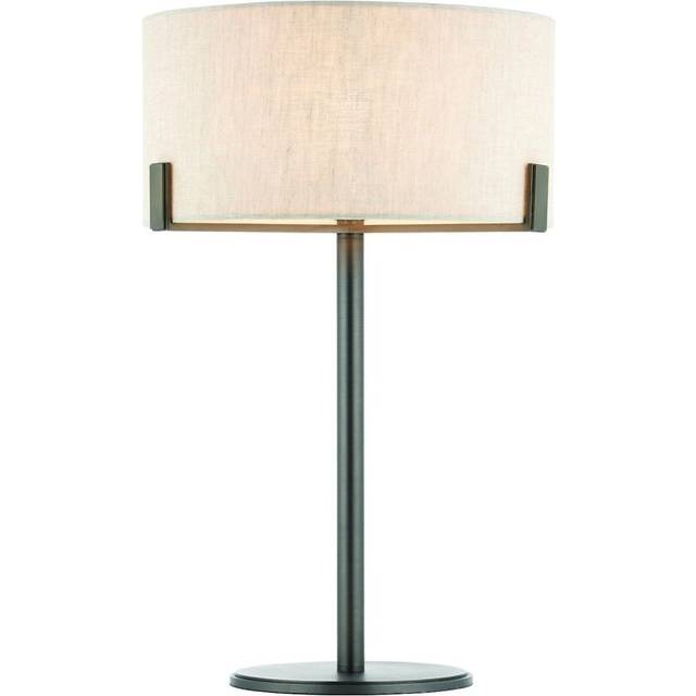 Table Lamp Brushed Bronze Plate & Natural Linen 60W E27 GLS Base & Shade