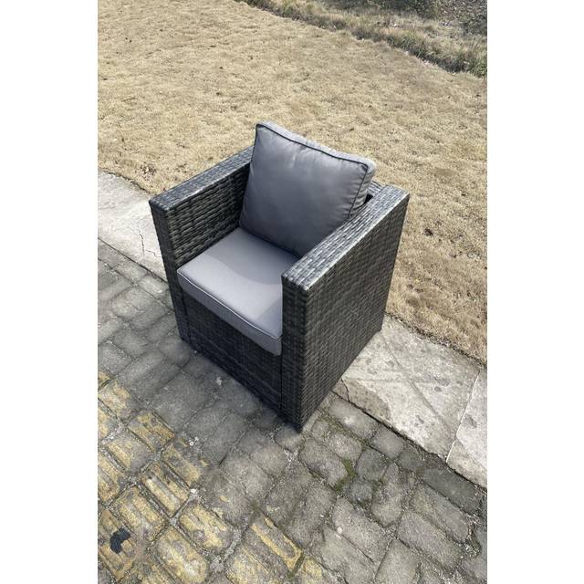Rattan Single Sofa Chair Patio Outdoor Garden Furniture With Thick Cushion - Fimous
