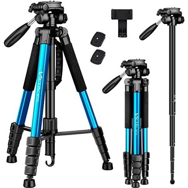 72inch Camera Tripod Aluminum T72 Max Height 182cm Lightweight Tripod Monopod Compact for Travel with 3way Swivel Head and 2 Quick Release Plates for