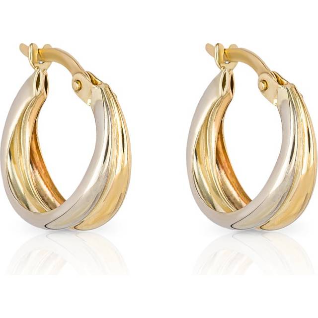 Fine Jewellery by John Greed 9ct Yellow & White Gold Double Row Hoop Earrings For Women - gold/grey/white/yellow