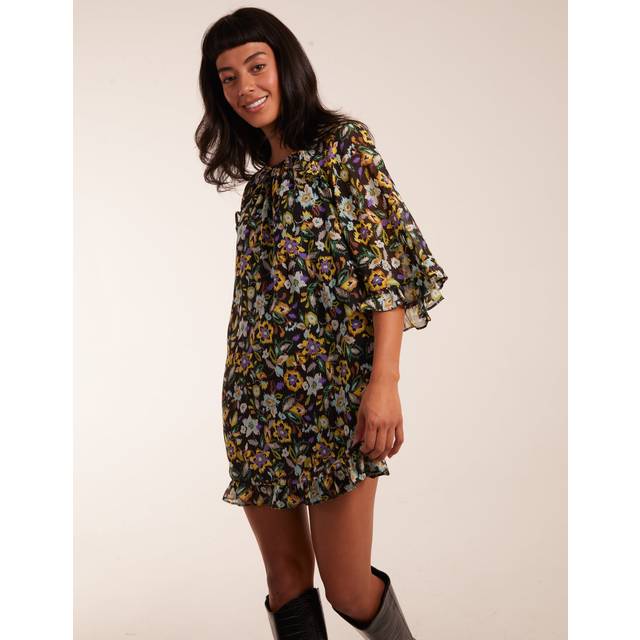 Womens Floral Raglan Sleeve Tunic Dress - Multi - S