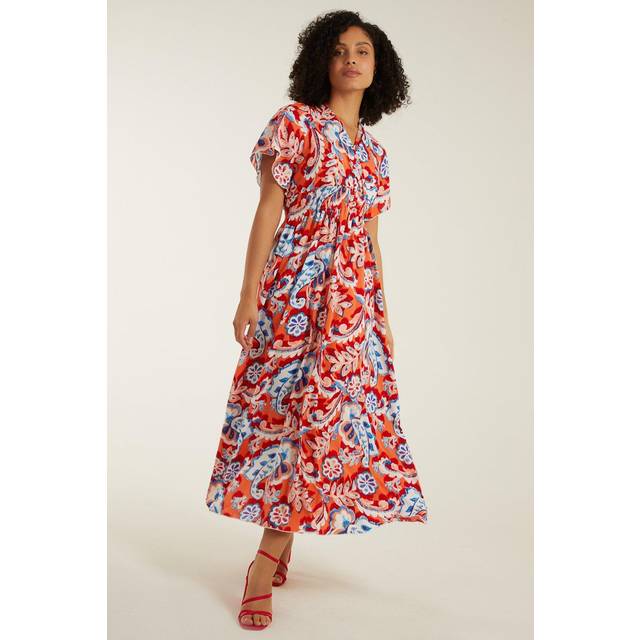 Blue vanilla womens oversized paisley a line maxi dress