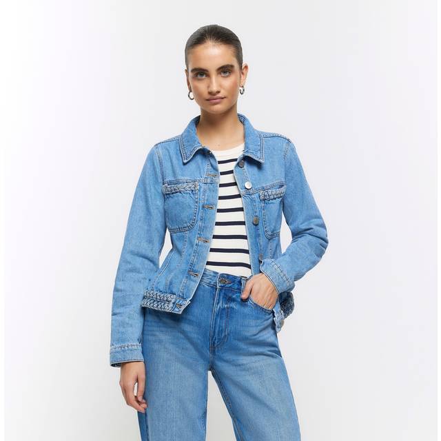 River Island Womens Blue Denim Plait Detail Jacket - 18