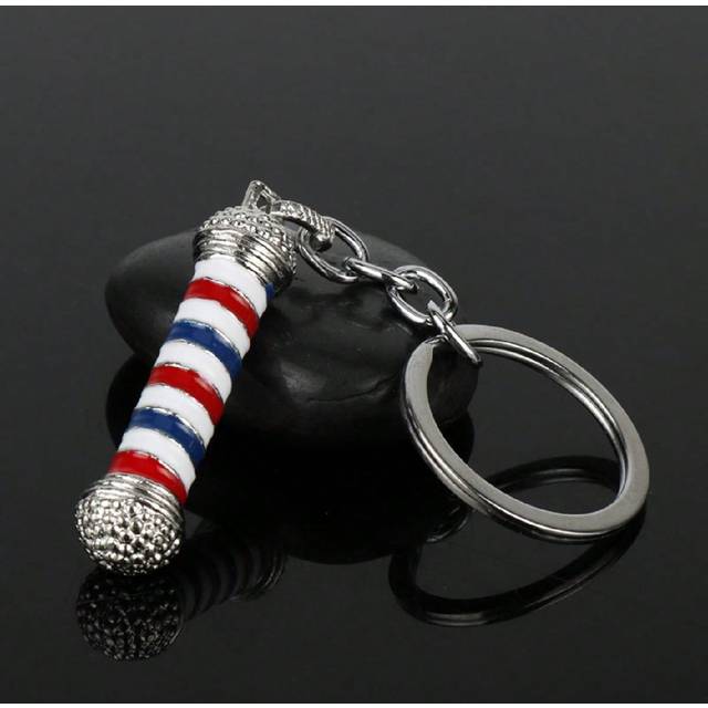 SHEIN 1pc Hair Stylist Keychain Turn Light Tool Pendant Keyring Salon Alloy Keychains Barber Shop Gifts Key Chain Charms Car Key Chain