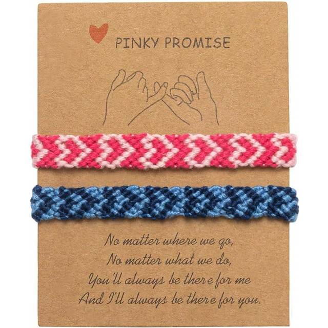 SHEIN 2pcs Color-block Braided Bracelet, Best Friends Gift