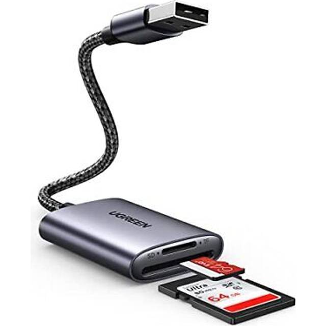 SD Card Reader, USB 3.0 High-Speed Dual Slots Micro SD Card Reader Adapter to SD/TF,2-IN-1 Aluminum Memory Card Reader Support Micro SD/SDHC/SDXC/RS