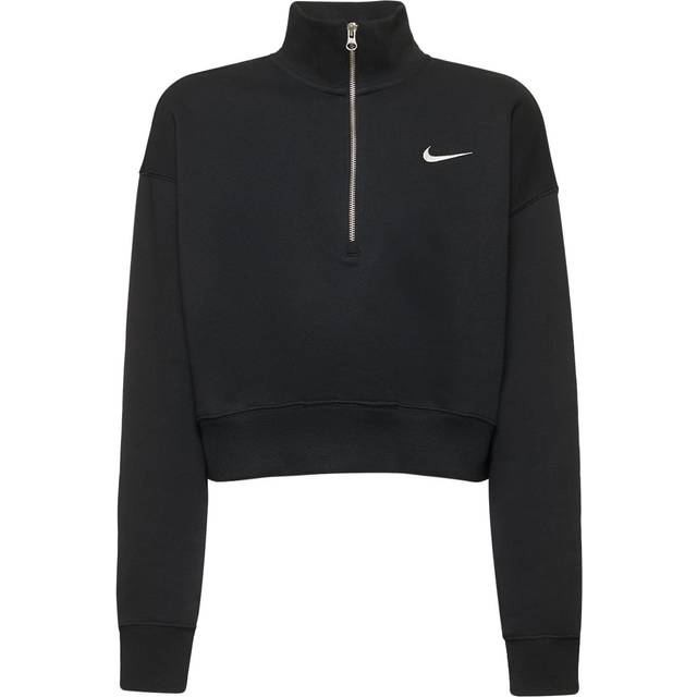 W PHOENIX OVERSIZED 1/2-ZIP CROP SWEATSHIRT - BLACK/SAIL (XS)
