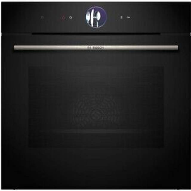 Bosch HBG7764B1, Smarter iQ700 Einbau-Backofen, 60 x 60 cm, Schwarz, Made in Germany, Pyrolyse & Hydrolyse, Bratenthermometer, Air Fry, Farbiges Touch-Display, 4D Heißluft, Backautomatik, Pizzastufe