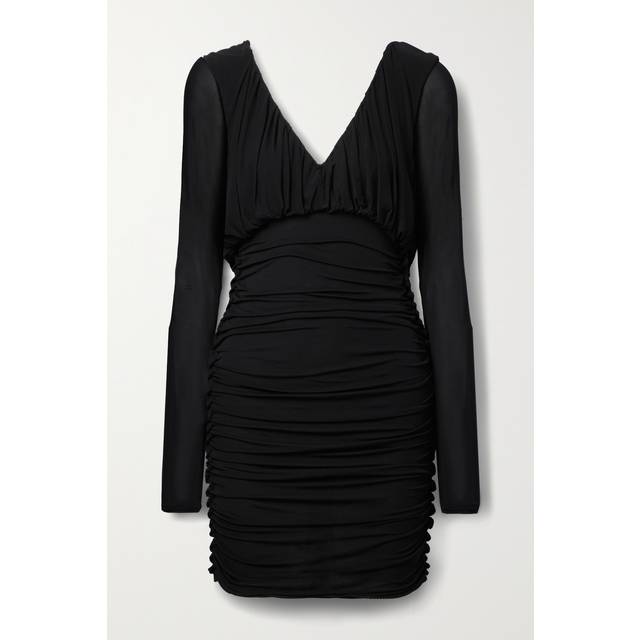 Saint Laurent, Short Dresses, female, Black, S, Black V-Neck Dress