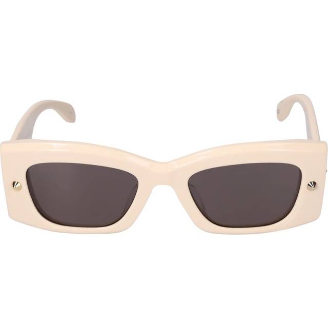 Alexander McQueen Unisex AM0426S 005 Sunglasses Acetate Ivory Grey Squared
