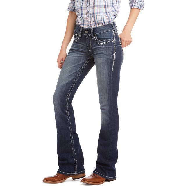 ARIAT dam R.e.a.l. Mid Rise Stretch Entwined Boot Cut Jeans, Marinblått Xsp, 27 S
