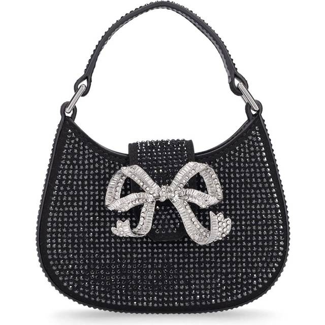 self-portrait Hobo Bags - Rhinestone Crescent Bow Micro Bag - black - Hobo Bags for ladies - unisize