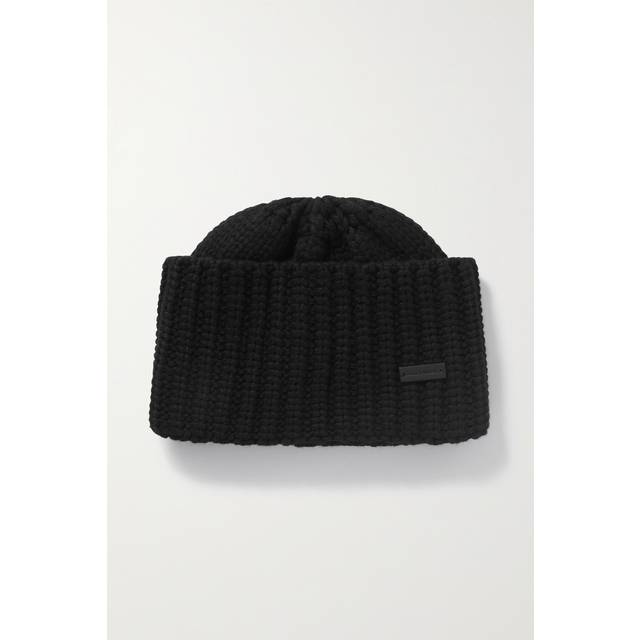 SAINT LAURENT - Logo-Appliquéd Ribbed Cashmere Beanie - Men - Black - M
