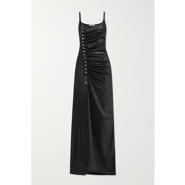 Rabanne - Embellished glittered-crepe maxi dress - Black - FR 40