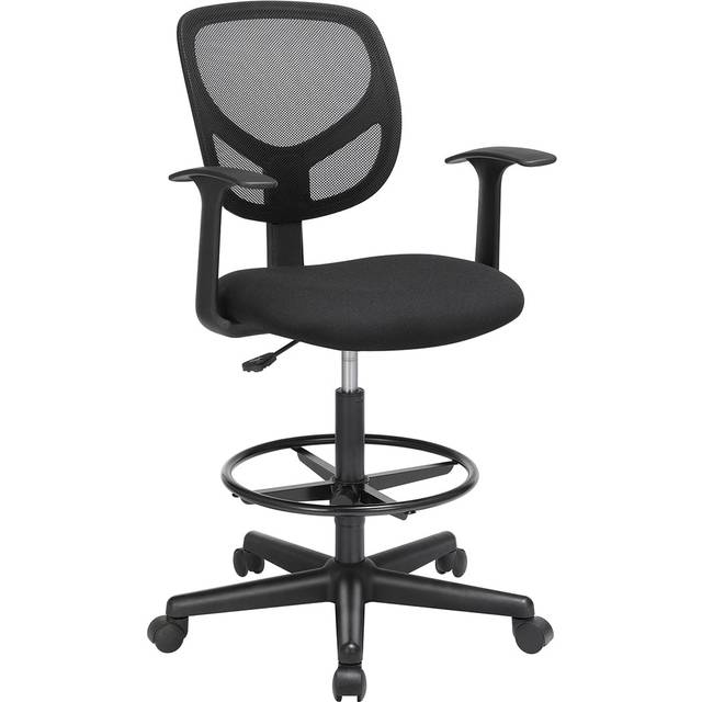 SONGMICS Kontorsstol Ergonomisk arbetspall med armstöd sits, svart