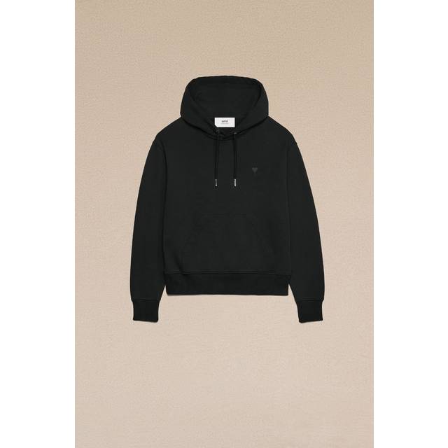 Ami Paris, Hoodies, male, Black, S, Black Cotton Boxy Hoodie