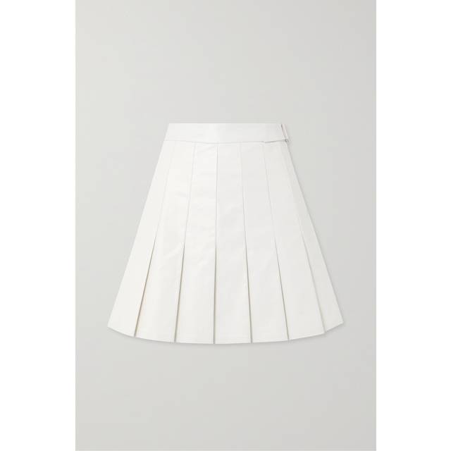 KASSL EDITIONS - Pleated Coated Cotton-blend Mini Skirt - White - FR 42