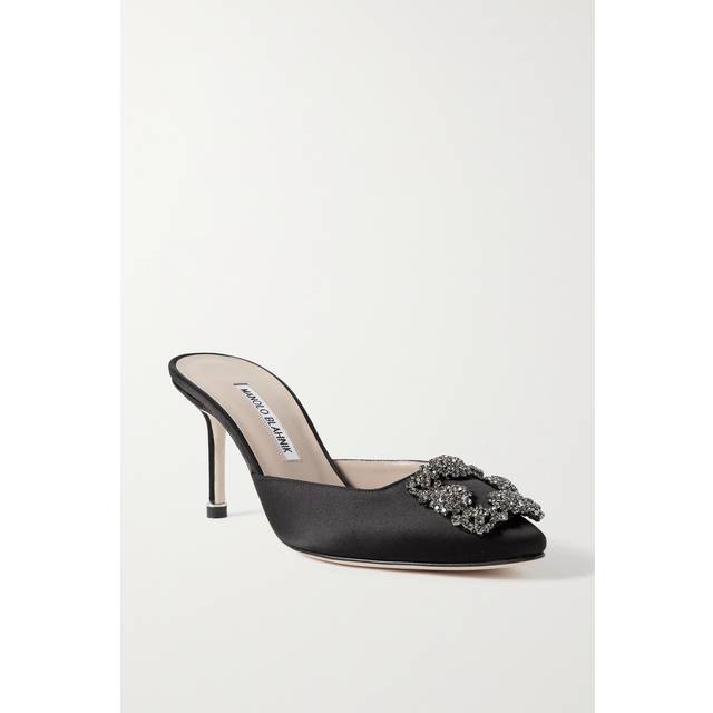 70mm Hangisi Satin Mules - Black (36 - 37 - 38)