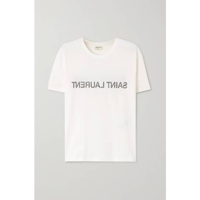 Saint Laurent, T-Shirts, female, White, L, Reverse T-shirt