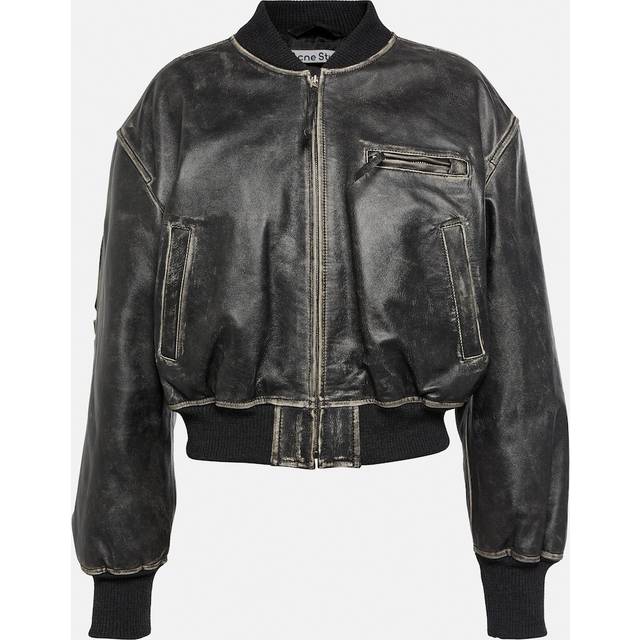Acne Studios Cropped leather bomber jacket
