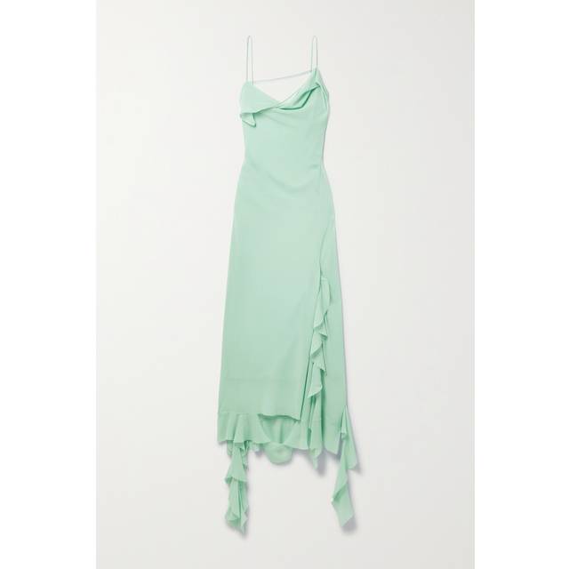 Acne Studios - Asymmetric Layered Ruffled Chiffon Midi Dress - Light blue - Blue - EU 40