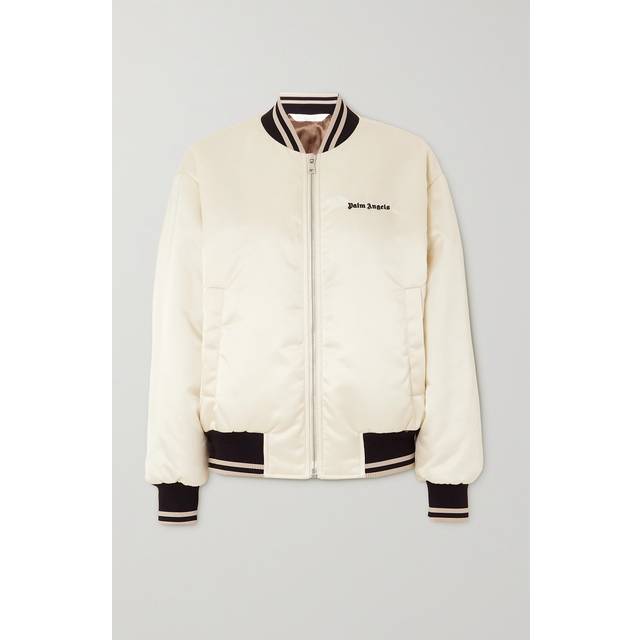 Women's Palm Angels Classic Logo Bomber Jacket Beige - White - Size: 6