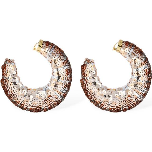 Croissant Sequined Big Hoop Earrings - Bronze (01)
