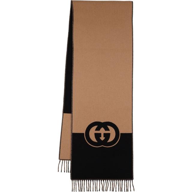 Gucci - Fringed Wool And Cashmere-blend Jacquard Scarf - Black - One size