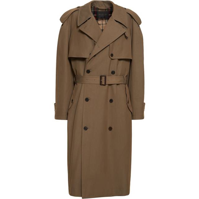 Oversized Wool & Cotton Trench Coat - Beige (2)