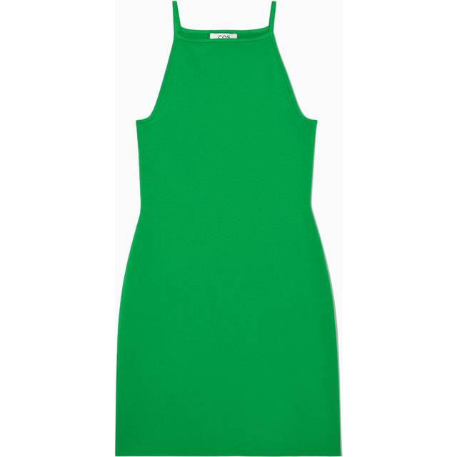 Knitted Bodycon Mini Dress - Green - L