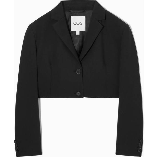 Regular Cropped Wool Blazer - Black - 36