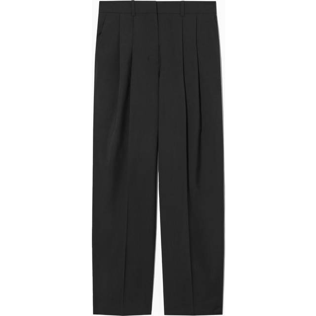 Relaxed Tailored Wool Wide-Leg Trousers - Black - 42