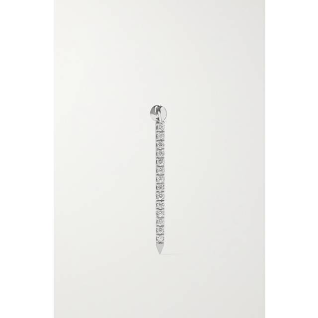 Maria Tash Diamond Eternity Bar Charm Threaded Stud Earring - White - 18mm
