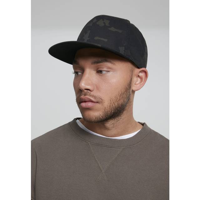 Flexfit Unisex Multicam® Snapback-keps, platt visir, keps med plaststängning, kamouflagemönster, för kvinnor och män, en storlek, Svart multicam, En Storlek