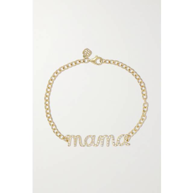 Sydney Evan - Large Mama Script 14-karat Gold Diamond Bracelet - One size